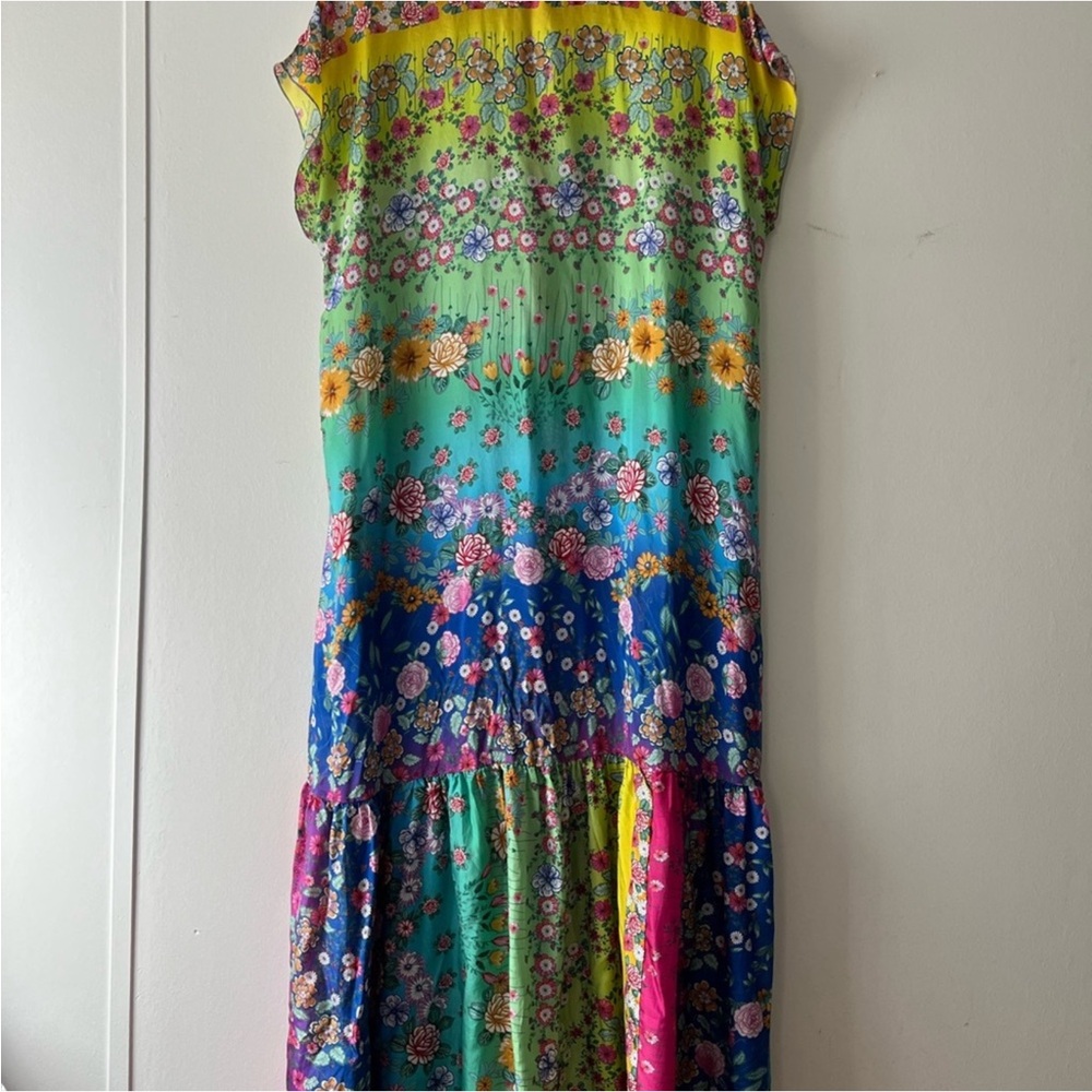 Johnny Was Silk Alba Rainbow Floral Dress - Picture 8 of 10
